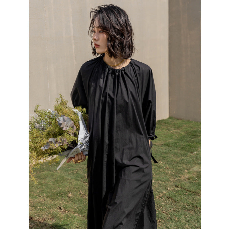 Spring New Bubble Sleeve Drawstring Dress