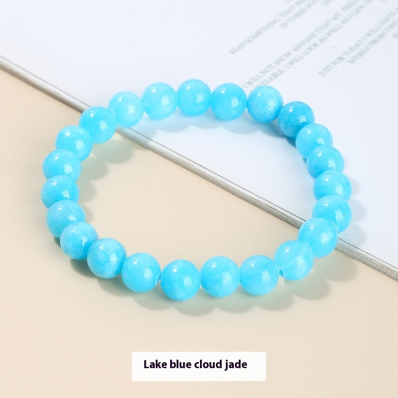 Chalcedony Sea Blue Sapphire Sky Blue Simple Men And Women Single Circle Round Beads Bracelet