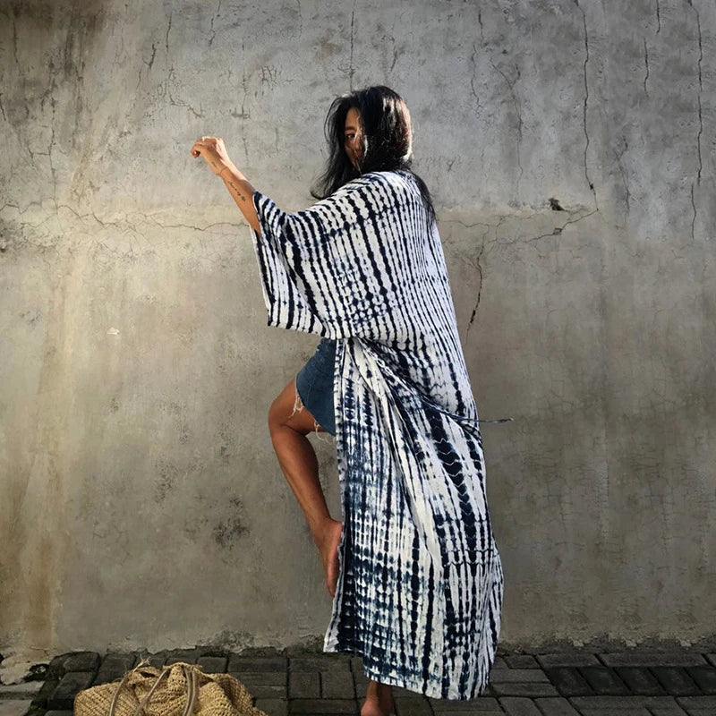 Casual, Long Sleeve Beach Cover Up (White) - Lena™ - Lena