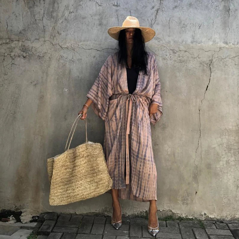 Casual, Long Sleeve Beach Cover Up (Pink)- Lena™ - Lena