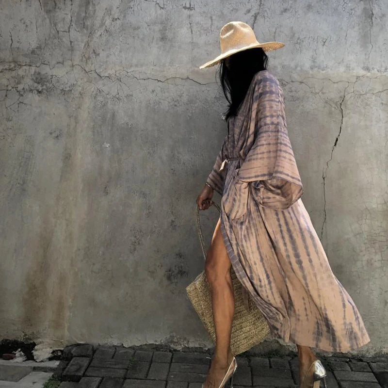 Casual, Long Sleeve Beach Cover Up (Pink)- Lena™ - Lena