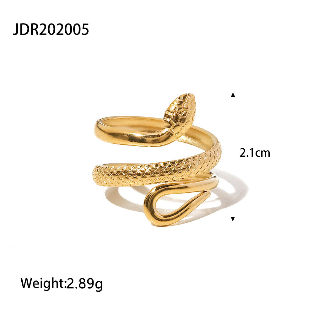 Stainless Steel Snake Niche Style Open Ring Titanium Steel Hand Jewelry