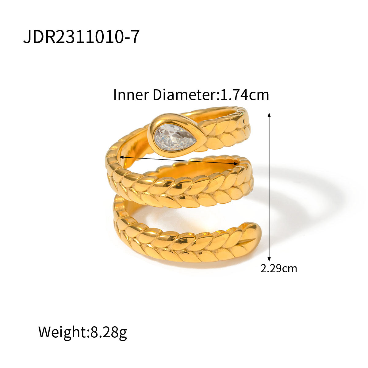 Stainless Steel Snake Niche Style Open Ring Titanium Steel Hand Jewelry