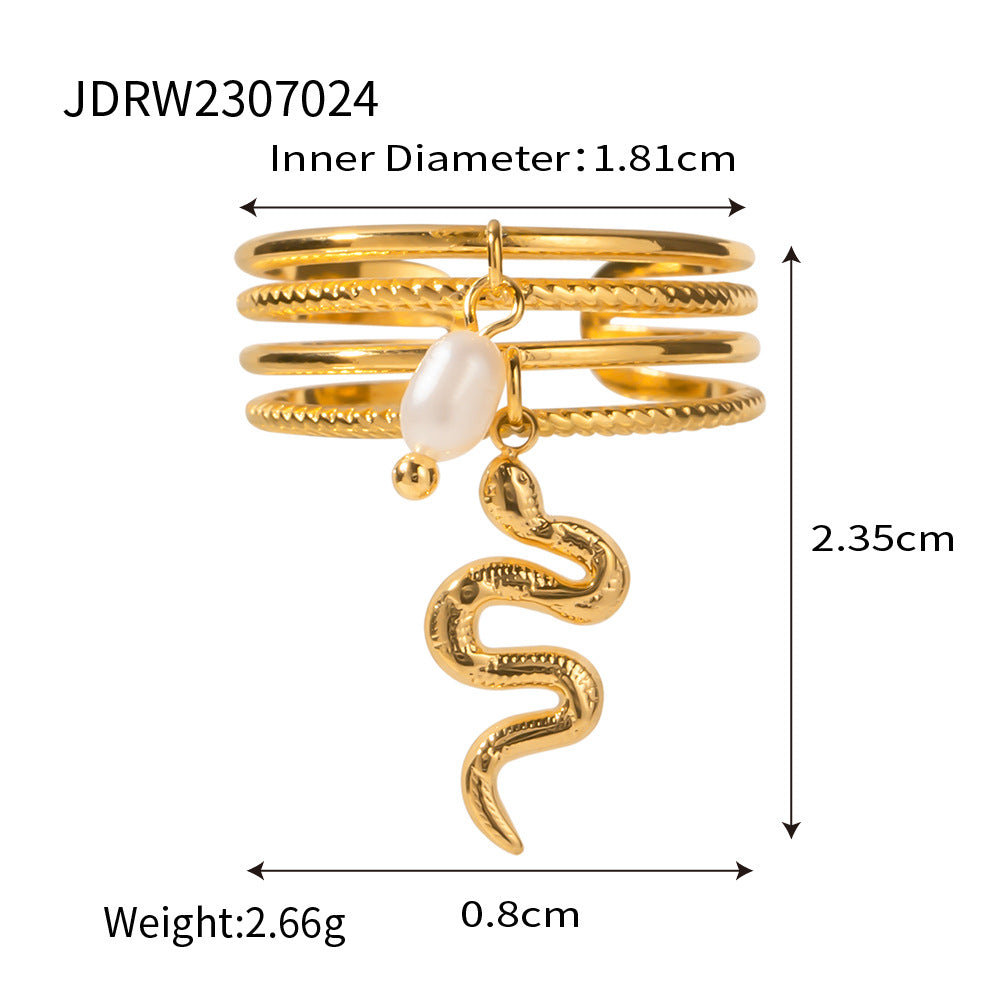 Stainless Steel Snake Niche Style Open Ring Titanium Steel Hand Jewelry