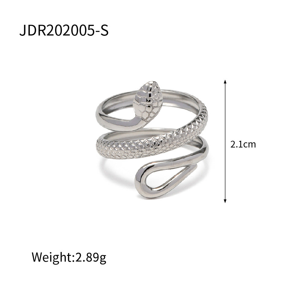 Stainless Steel Snake Niche Style Open Ring Titanium Steel Hand Jewelry