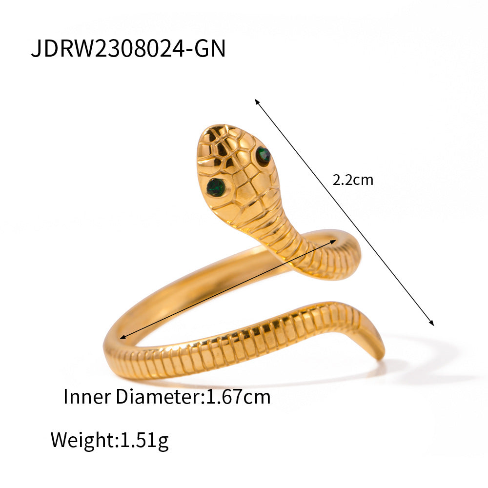 Stainless Steel Snake Niche Style Open Ring Titanium Steel Hand Jewelry