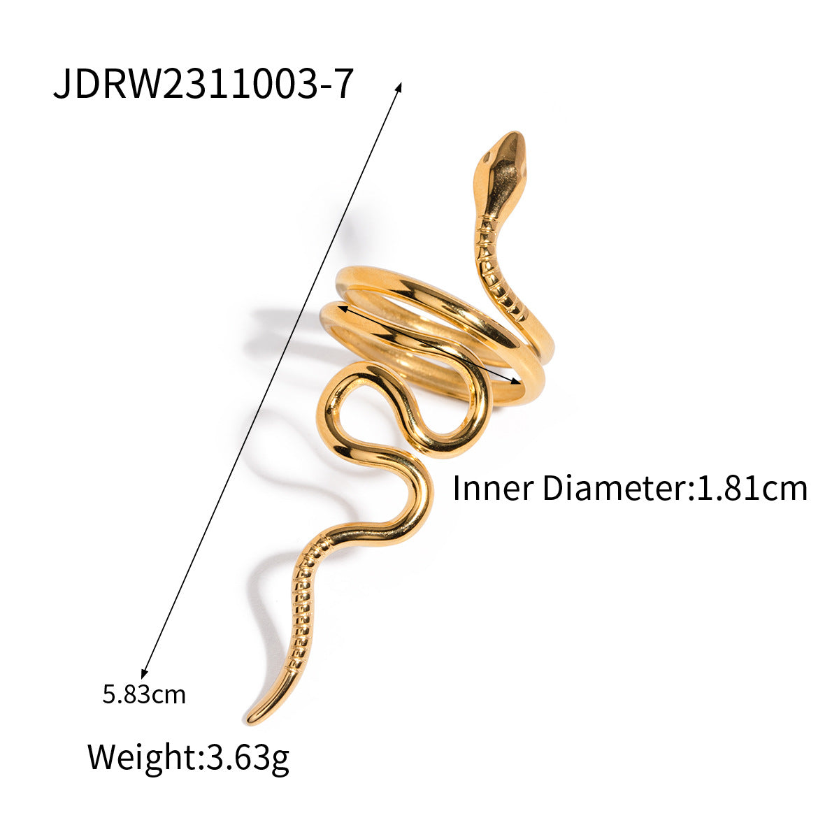 Stainless Steel Snake Niche Style Open Ring Titanium Steel Hand Jewelry