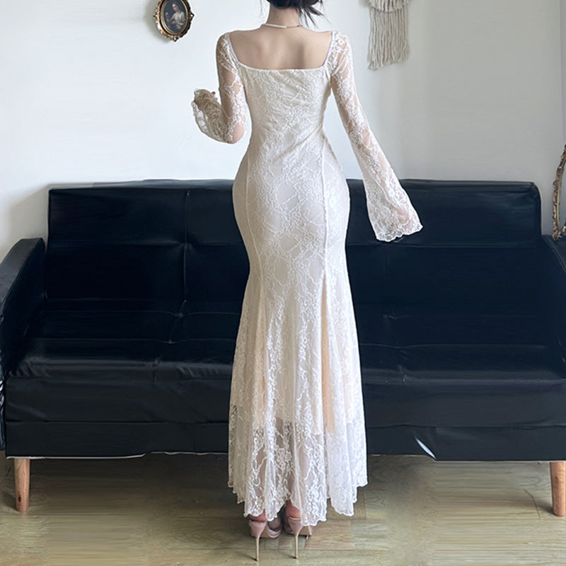 French Elegant Three-dimensional Rose Dress Women