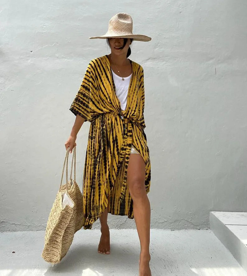 Casual, Beach coverup (Black Yellow) - Lena