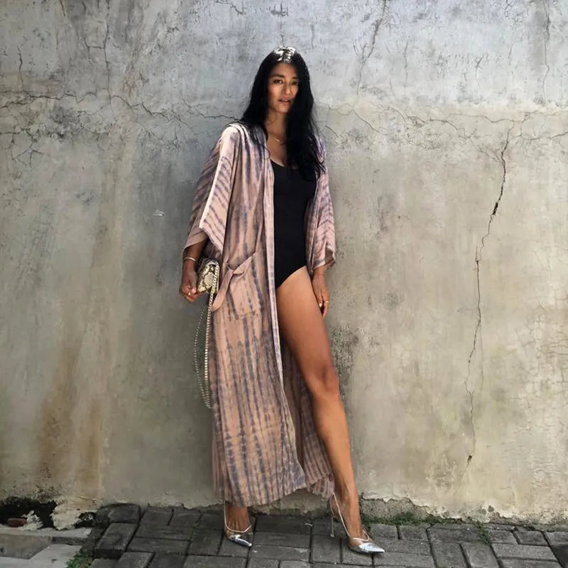 Casual, Long Sleeve Beach Cover Up (Pink)- Lena™ - Lena