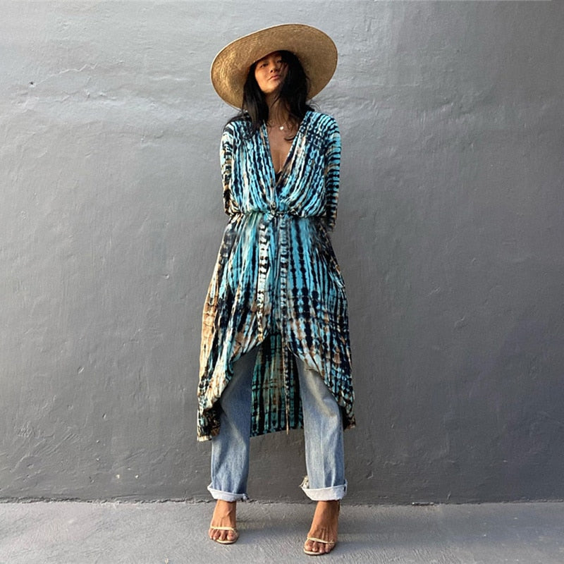 Casual, Beach Cover Up (Coffee Strip) - Lena™ - Lena