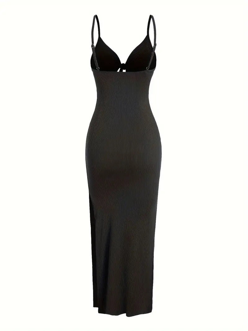 Women's Fashion Suspenders Slit Slim-fitting Dress