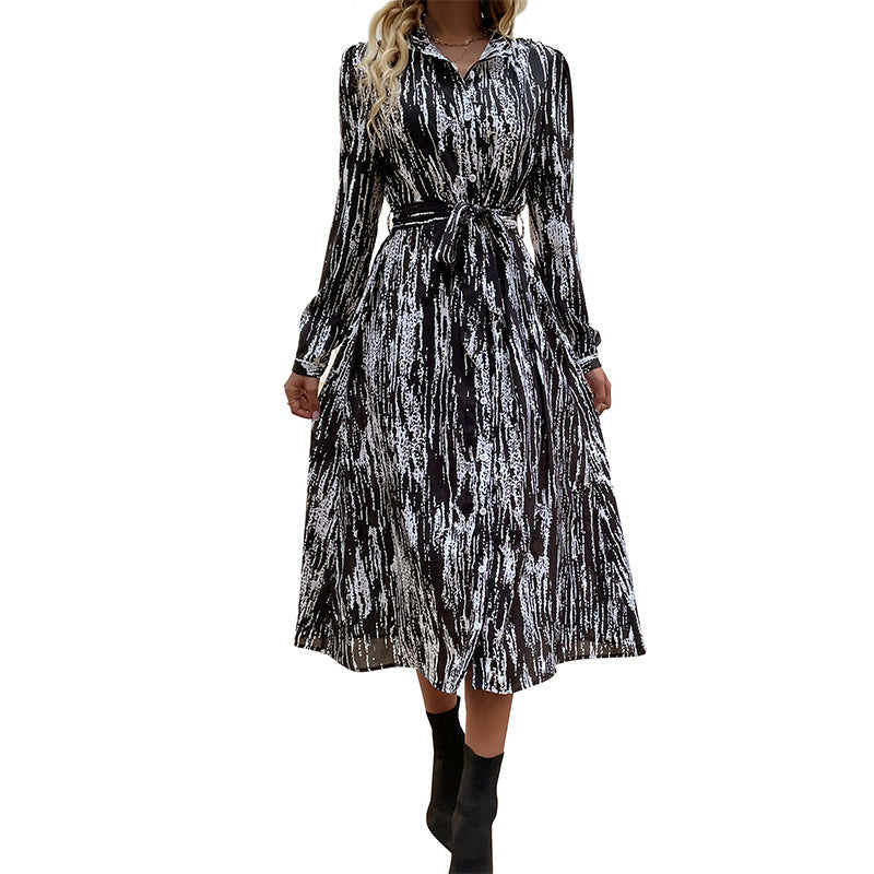 Fashion Long Sleeve Tie-dye Dress
