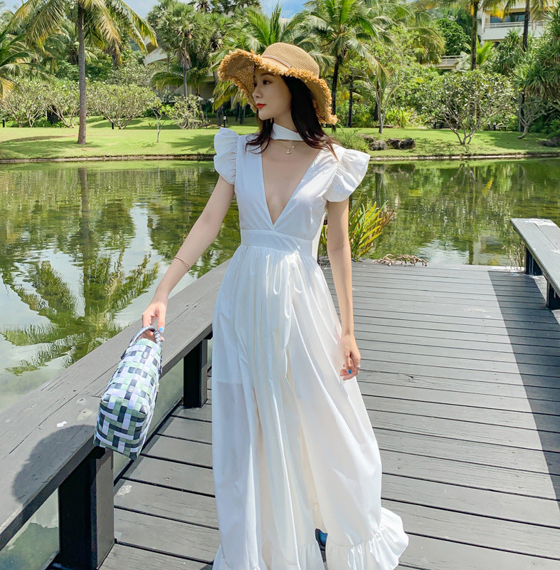 Seaside Vacation Super Fairy White Travel Beach Dress