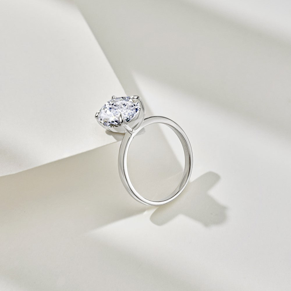 Sterling Silver Ring Carbon Diamond Zircon Classic Big Design Wedding