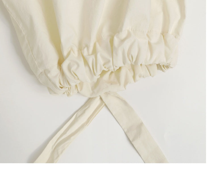 Spring New Bubble Sleeve Drawstring Dress