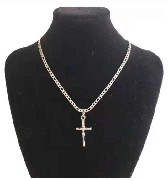 Simple Cross Figaro Necklace Easter Jesus Pendant Clavicle Chain