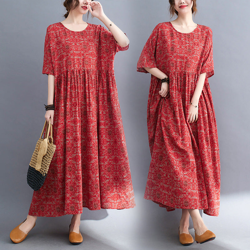 Women's Plus Size Print Short Sleeve Dress