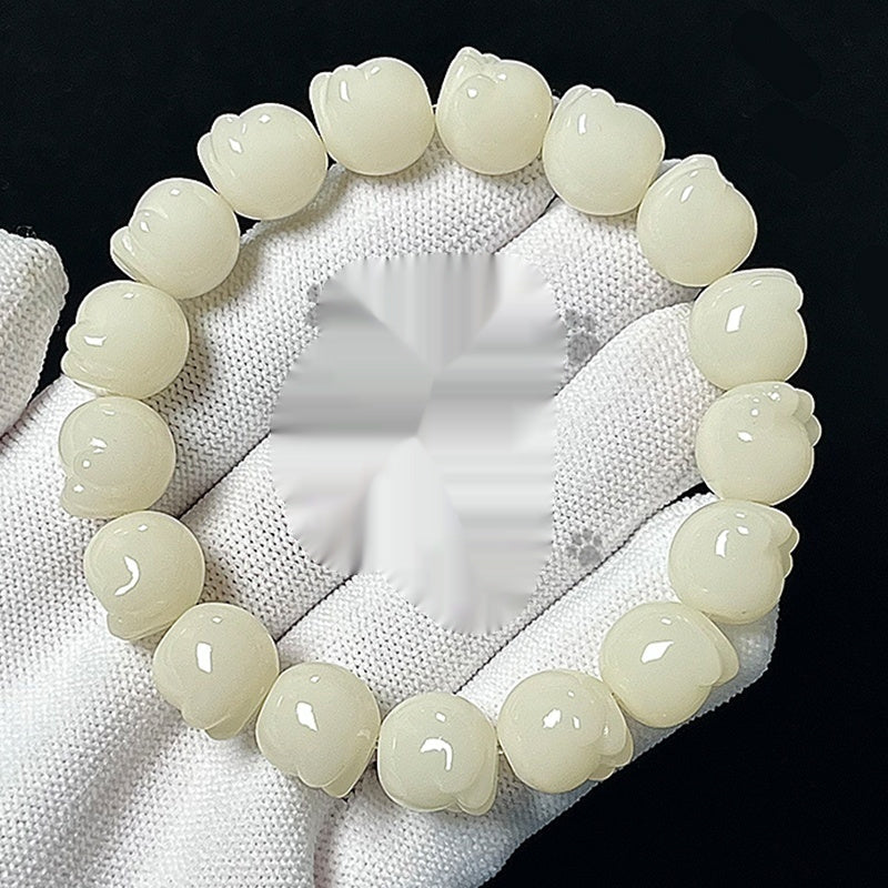 Cat's Paw Bodhi Root Hand Toy Bracelet Student Pliable Temperament White Jade Bodhi Cultural