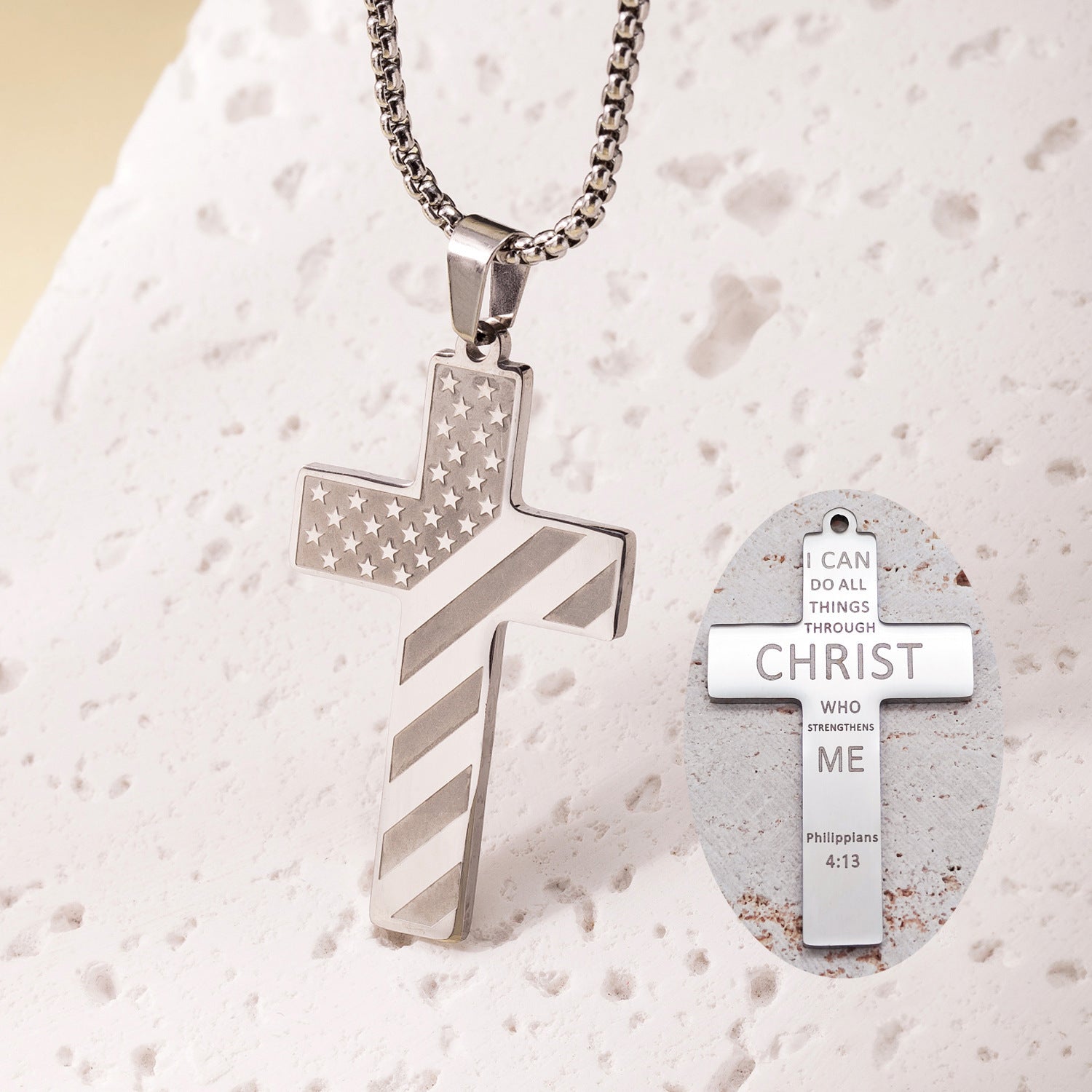Men's Fashion Hip-hop Fashion Titanium Steel Electroplated Cross Pendant Necklace