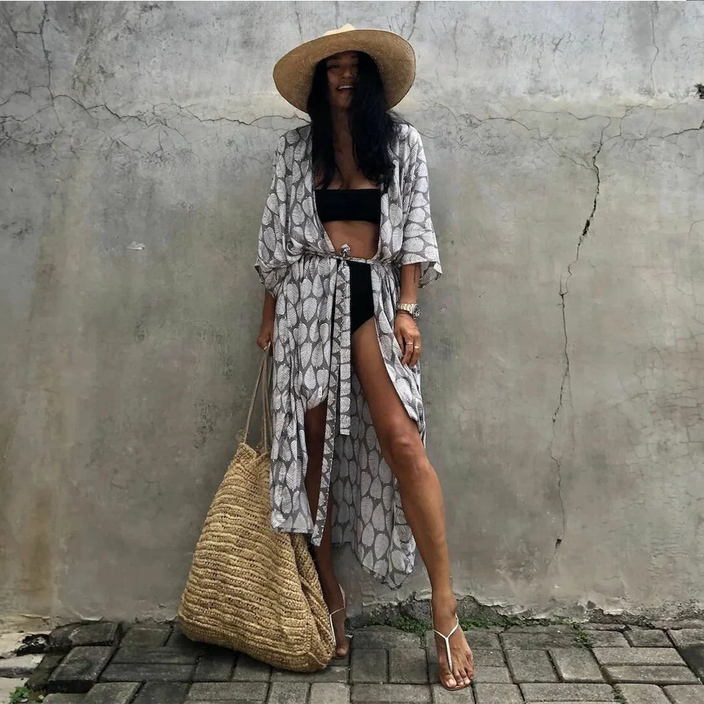 Casual, Beach Cover Up (Gray Leaf) - Lena™ - Lena