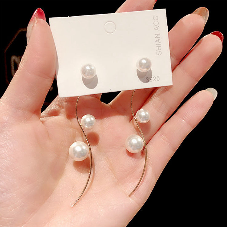 Earrings Stud Earrings Personality Tassel Wild Long Silver Pin Earrings