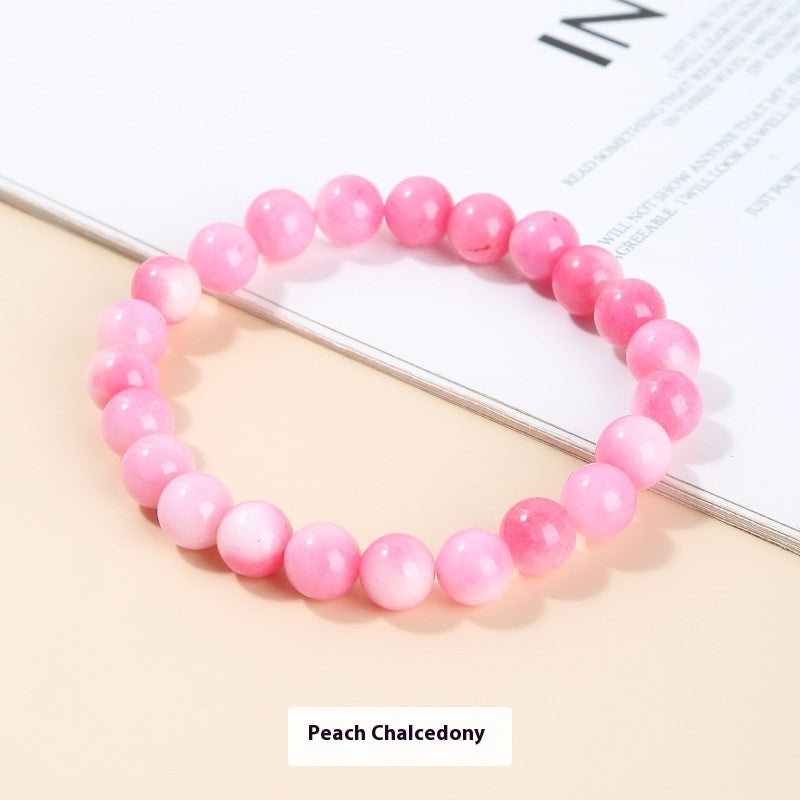 Chalcedony Sea Blue Sapphire Sky Blue Simple Men And Women Single Circle Round Beads Bracelet