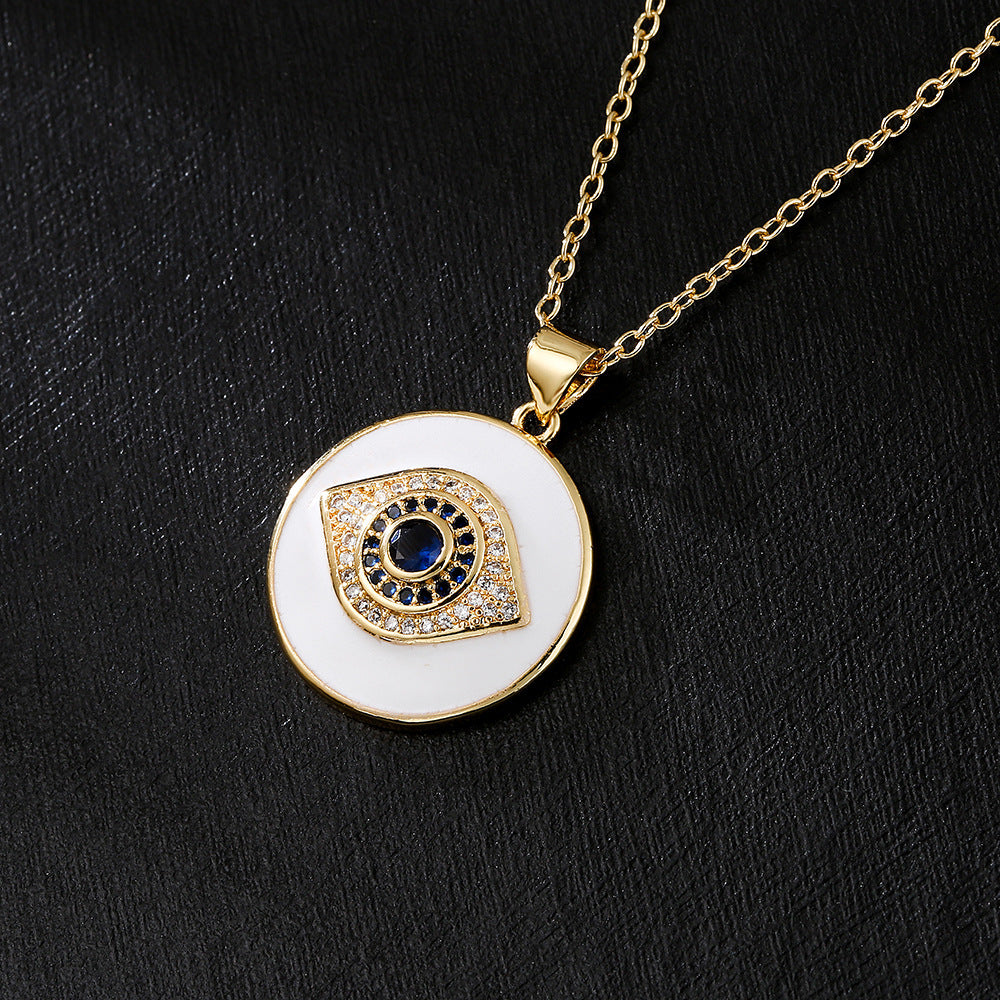 Zircon Dripping Oil Necklace Gold Vintage Clavicle Chain