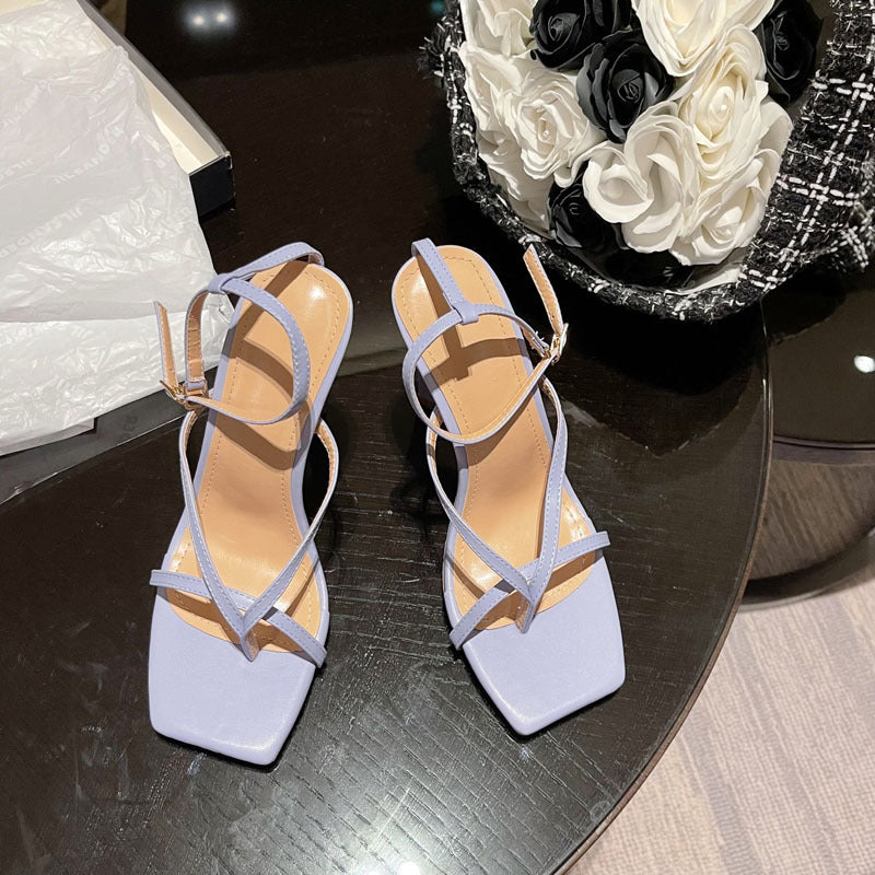 Women's Plus Size High Heel Buckle Faux Leather Fashion Sandals