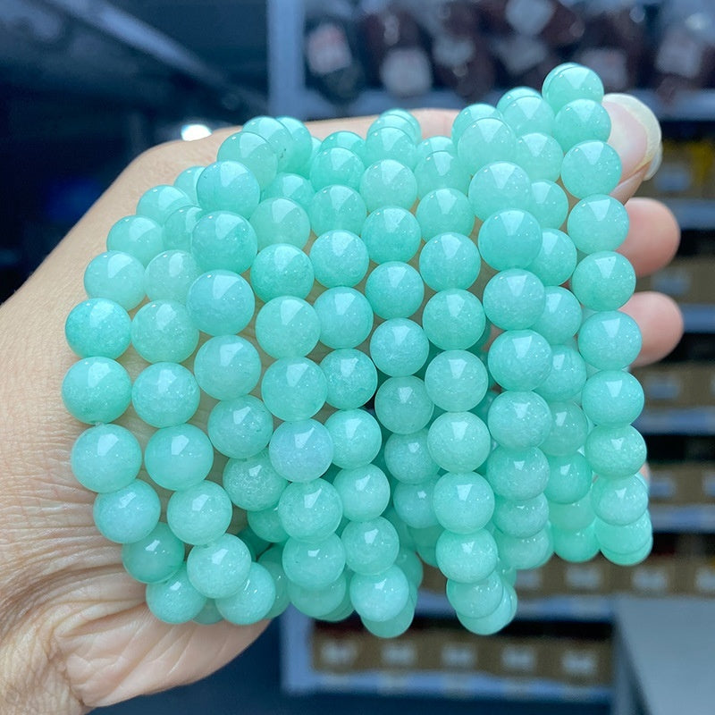 Chalcedony Sea Blue Sapphire Sky Blue Simple Men And Women Single Circle Round Beads Bracelet