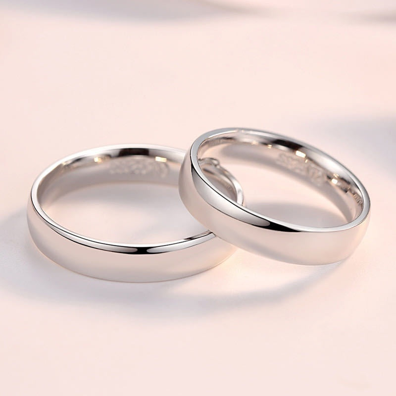 Sterling Silver Couple's Ring Couple With Ring Glossy Inner Arc