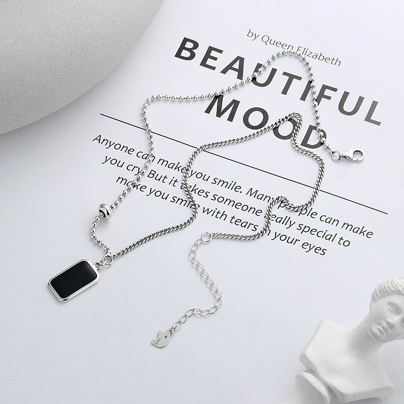 Epoxy Black Face English Trendy Clavicle Chain Necklace