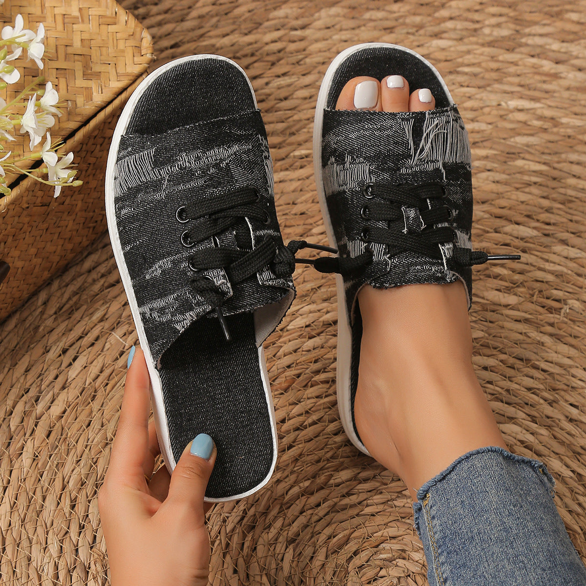 Plus Size Women's Canvas Sandal Slippers Simple Style