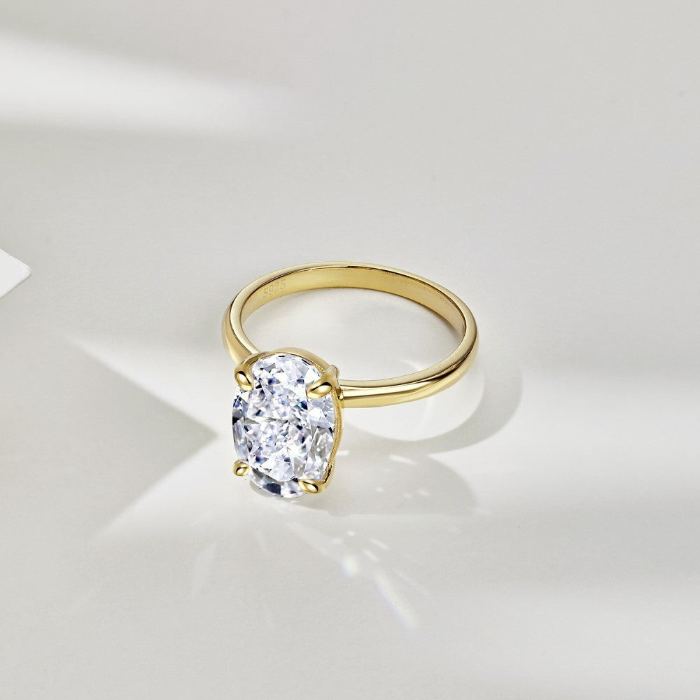 Sterling Silver Ring Carbon Diamond Zircon Classic Big Design Wedding