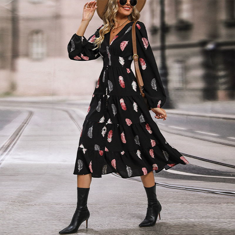 Floral Print Long Sleeve Dress