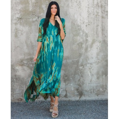 Cotton Beach Cover-up Caftan Dress - Lena
