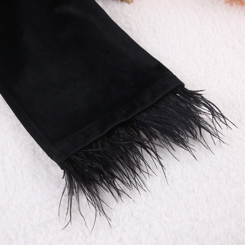 Women's Black Long-sleeved Bathrobe Cardigan