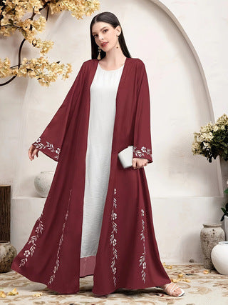 Elegant Middle East Dubai Muslim Print Cardigan Robe