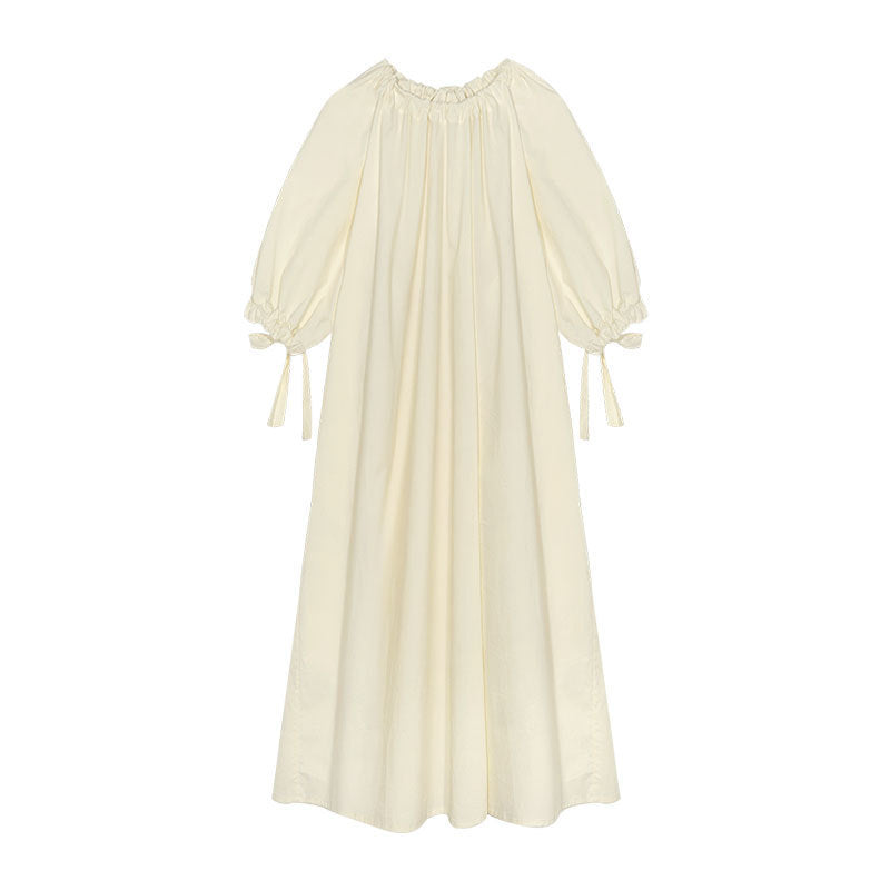 Spring New Bubble Sleeve Drawstring Dress