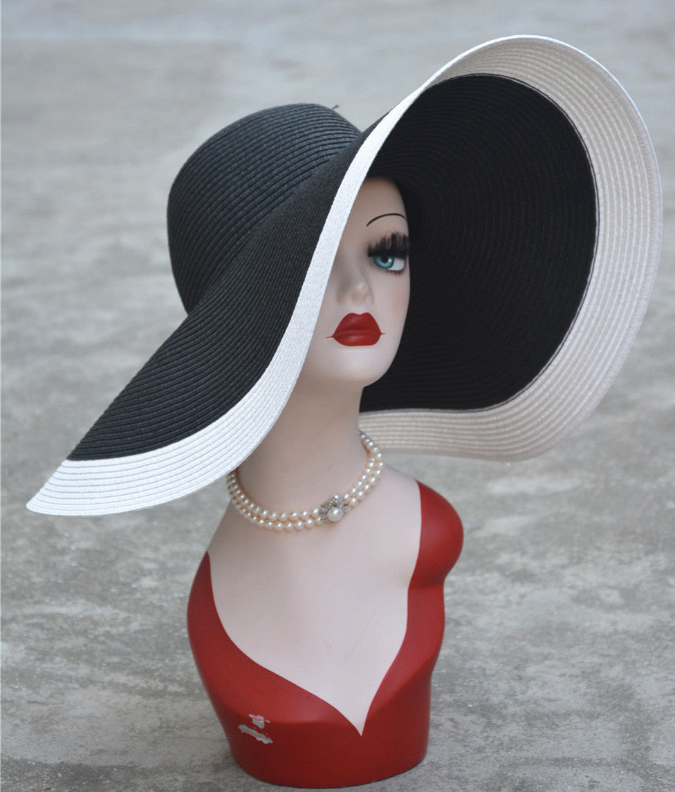 18cm Oversized Hepburn Shade Holiday Straw Hat