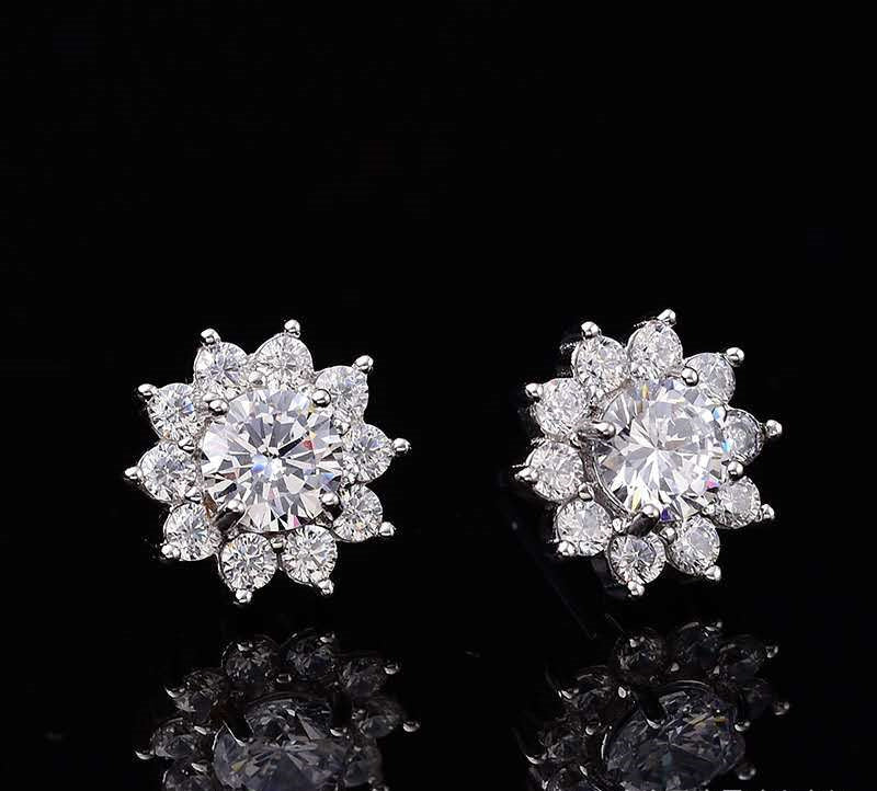 Mosang Couple Sun Flower Earrings Single Diamond