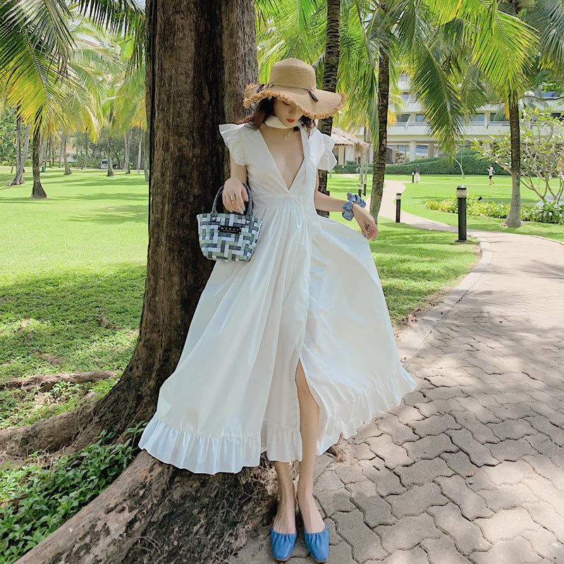 Seaside Vacation Super Fairy White Travel Beach Dress