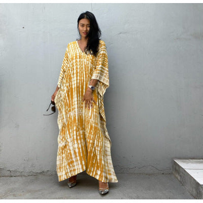 Cotton Beach Cover-up Caftan Dress - Lena