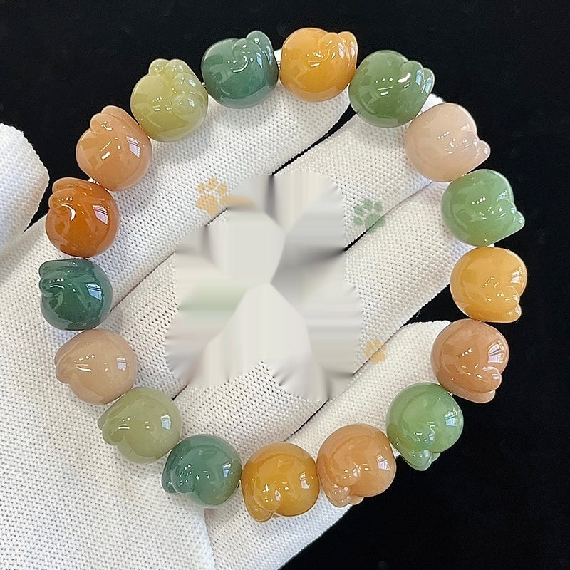 Cat's Paw Bodhi Root Hand Toy Bracelet Student Pliable Temperament White Jade Bodhi Cultural