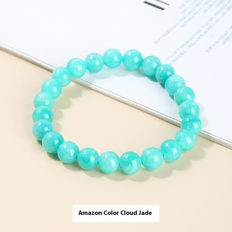 Chalcedony Sea Blue Sapphire Sky Blue Simple Men And Women Single Circle Round Beads Bracelet