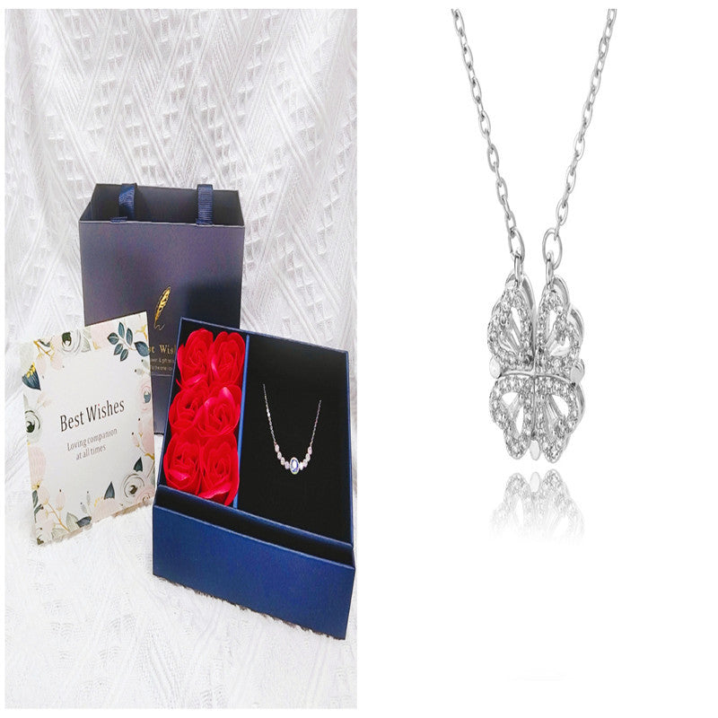 Love Folding Creative Micro-encrusted Diamond Fashion Necklace