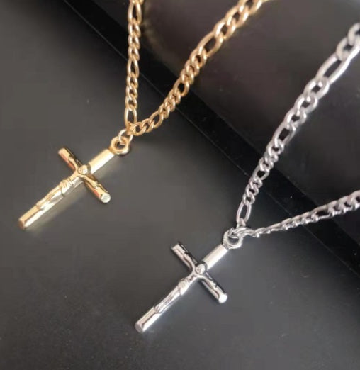 Simple Cross Figaro Necklace Easter Jesus Pendant Clavicle Chain