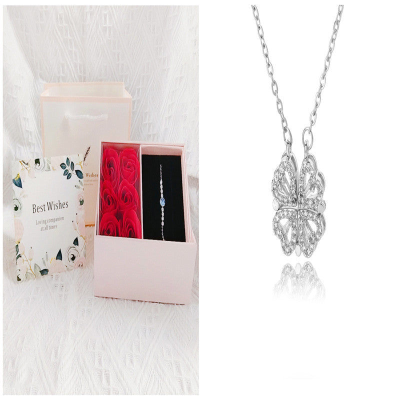 Love Folding Creative Micro-encrusted Diamond Fashion Necklace