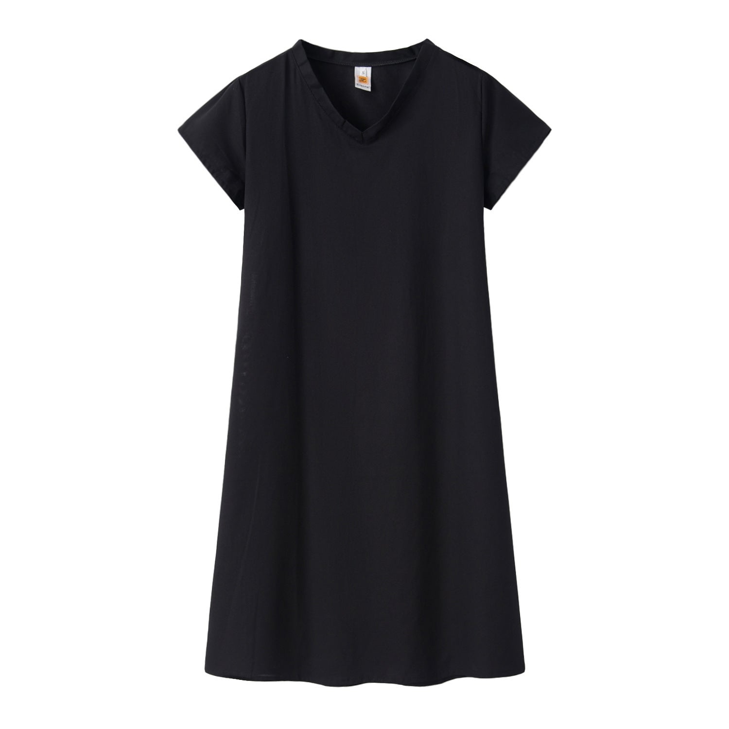 European And American Print Short-sleeved V-neck Mid-length Dress