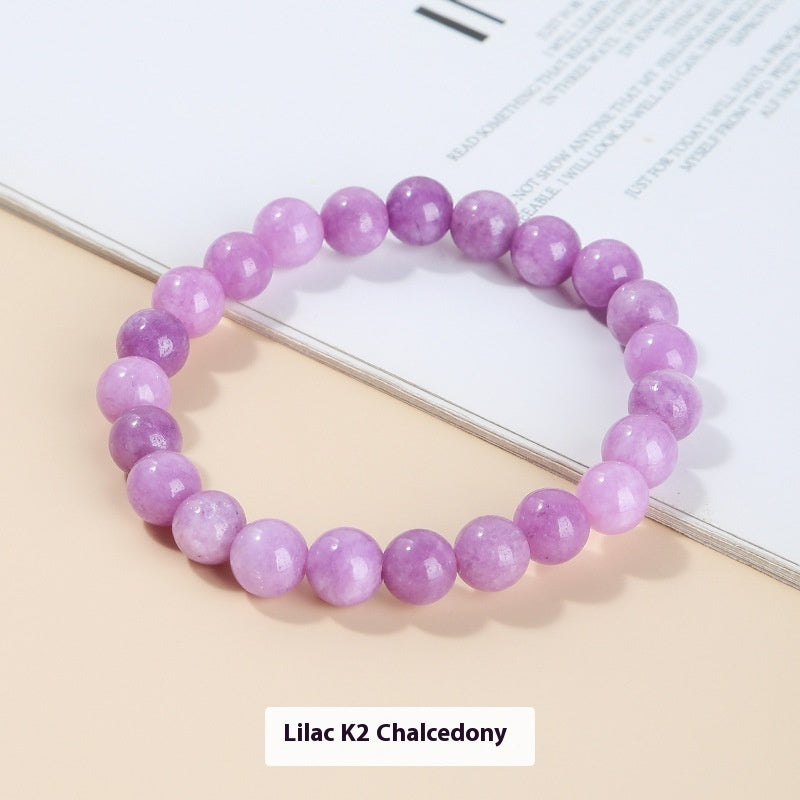 Chalcedony Sea Blue Sapphire Sky Blue Simple Men And Women Single Circle Round Beads Bracelet